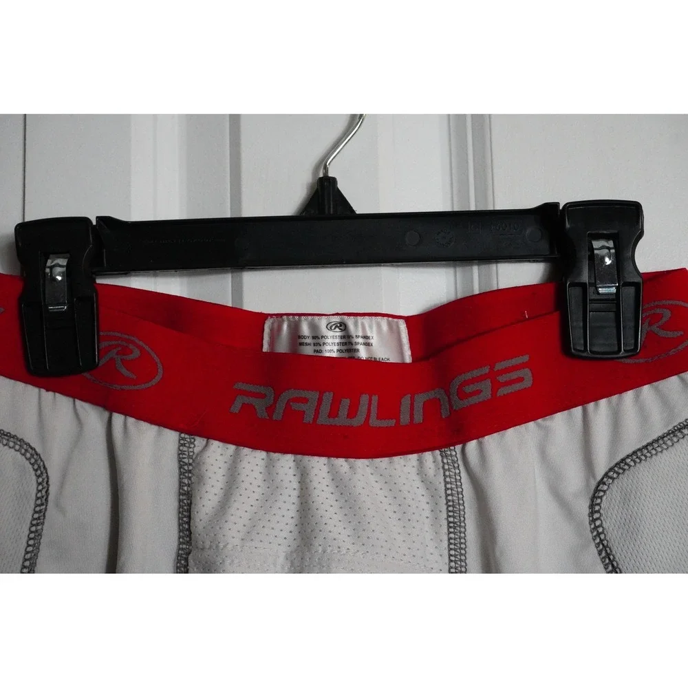 Rawlings Sliding Shorts Large Adult White Red Waistband Compression Baseball